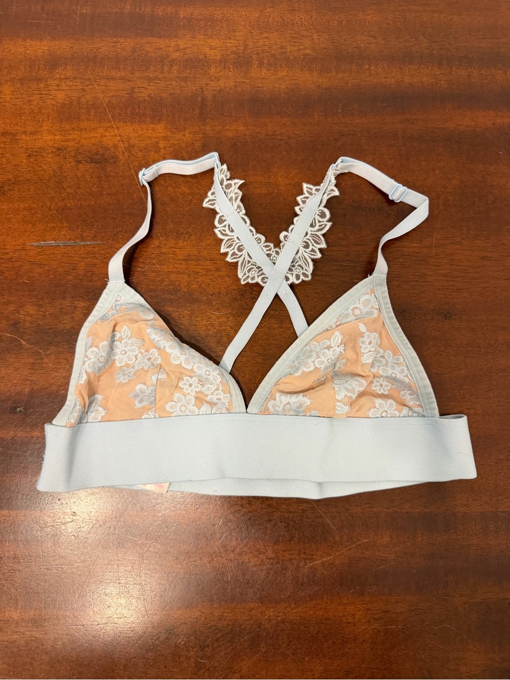 PINK Victoria's Secret Peach Bralette with Cream Lace